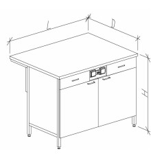 Стол-тумба большой с дверками с ящиками и розетками 1200/900 СТЛп-М с/я.р.