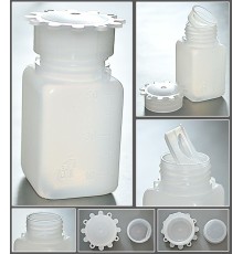 Емкость для общелабораторного применения (бутылка квадратная) 50 мл.,с дел.,ПЭВП,Aptaca