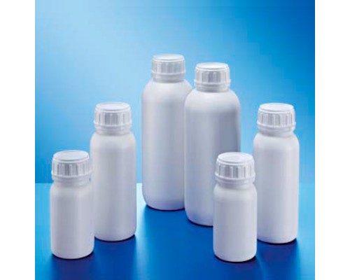 Бутыль Kautex 250 мл, HDPE, круглая, с барьерным слоем из полиамида, Ø 50 мм, белый цвет, без крышки